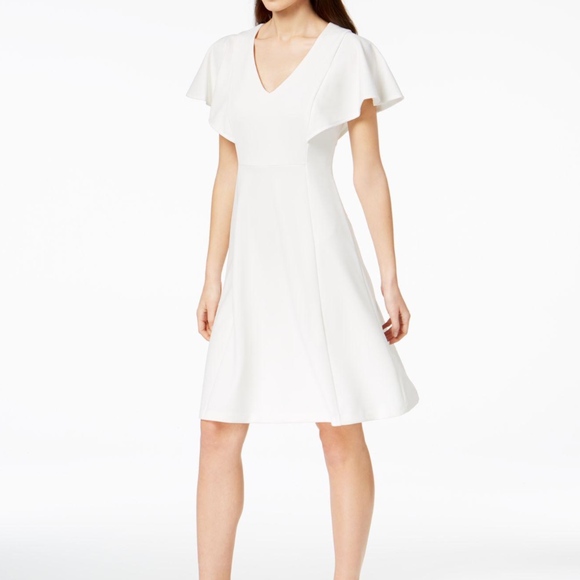 BNWT Calvin Klein A-Line Flutter Sleeve Dress - Picture 1 of 9